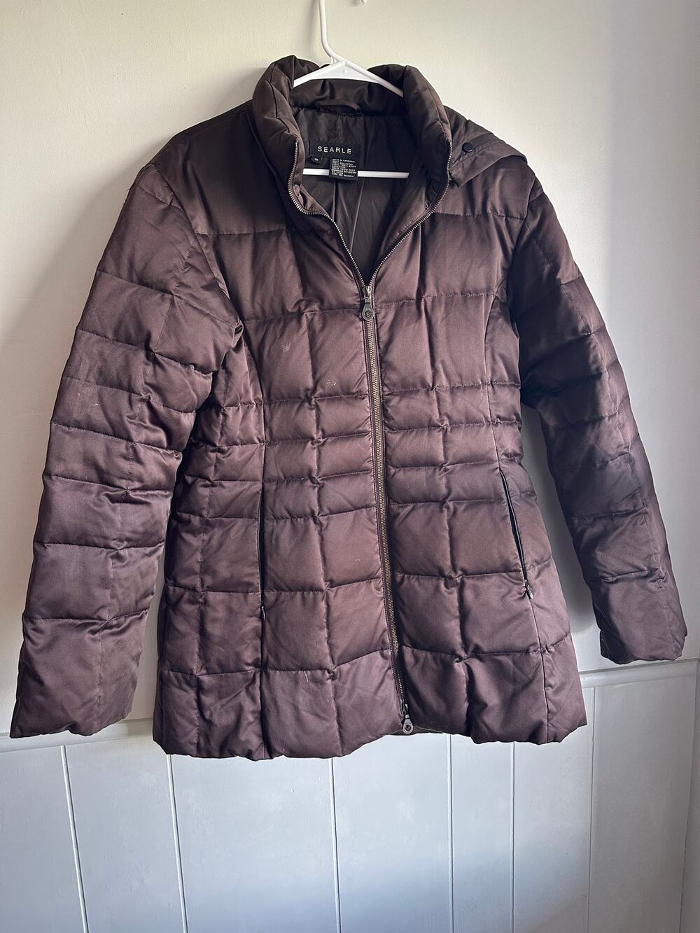 Searle Women's Brown Down Puffer Jacket Coat With Hood Size 10